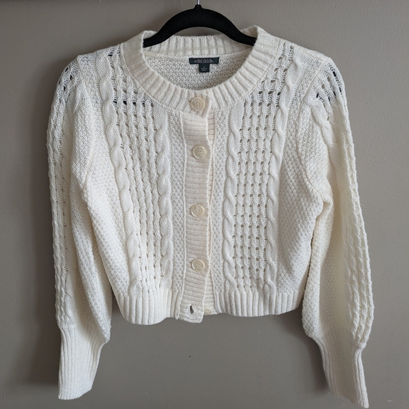 Wild Fable Cable Knit Button Front Cardigan Sweater in Dogbone (cream/off-white) - Picture 3 of 6